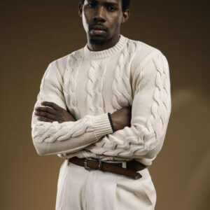 BB ecru cable knit sweater